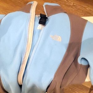 North face blue and brown fleece